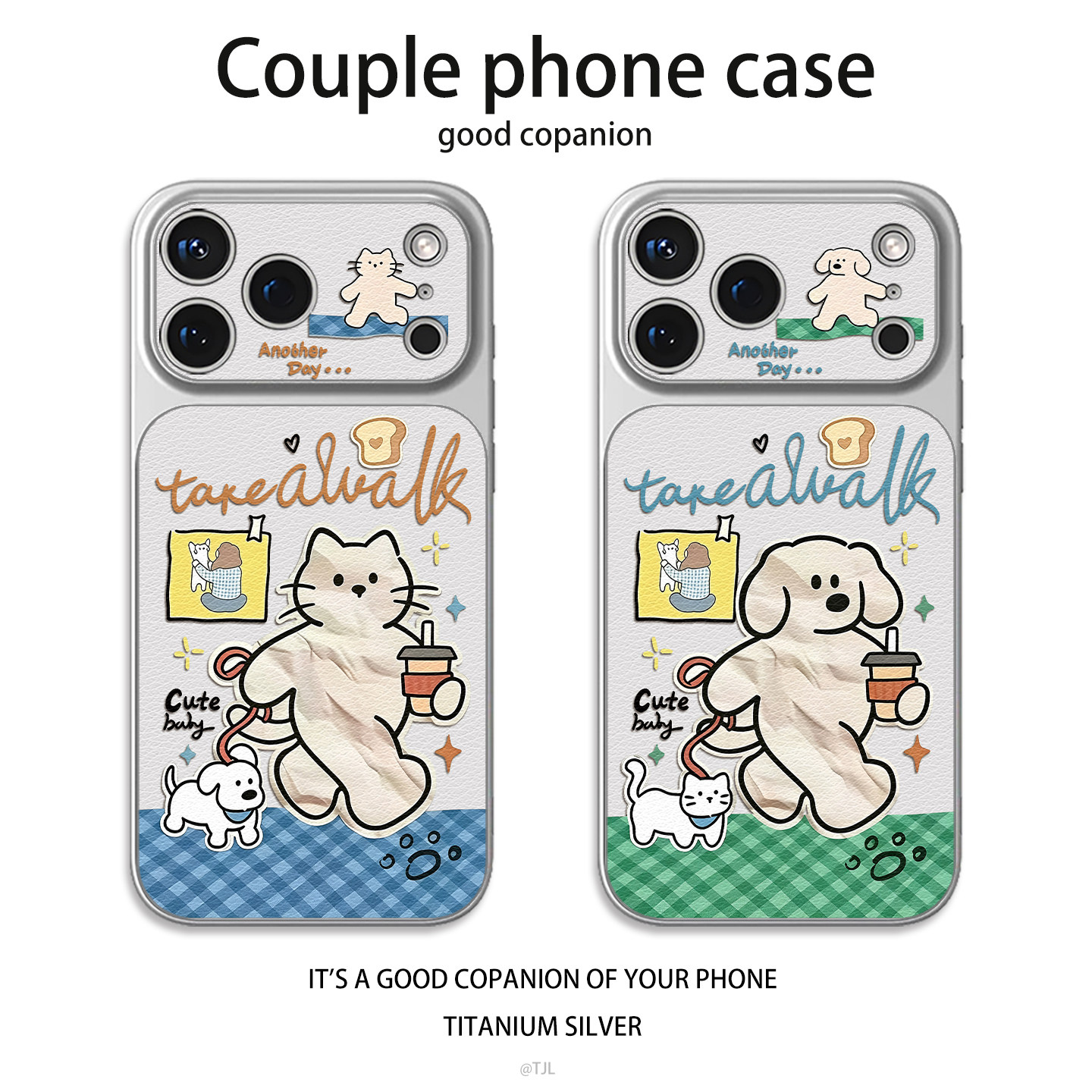 散步咖啡猫狗手机壳苹果1