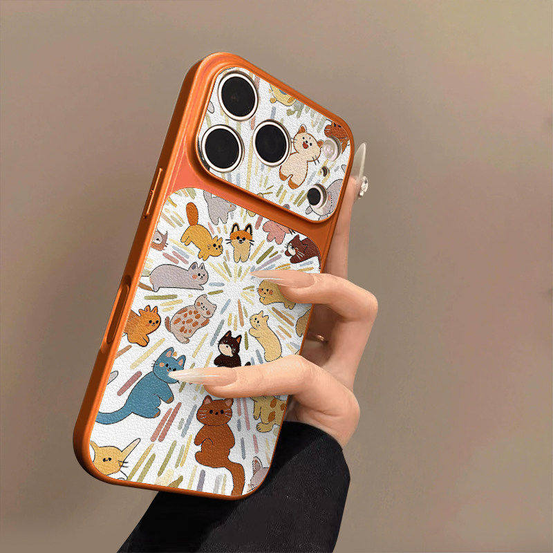 可爱猫咪适用苹果17promax手机壳新款iphone16pro高级感15超好看13卡通14plus小羊皮12搞怪11男女17air保护套