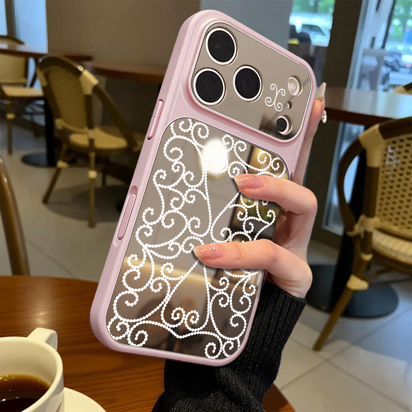 简约窗花适用苹果17promax手机保护壳iPhone16pro磁吸16plus镜面15女15plus防摔14promax情侣13Pro软壳14保护