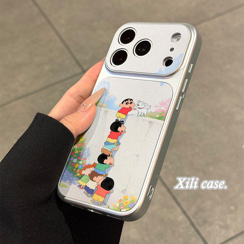 卡通可爱小新叠叠乐适用苹果17promax手机壳iPhone16pro新款15pro小众16日韩13女14皮纹大视窗17创意全包防摔