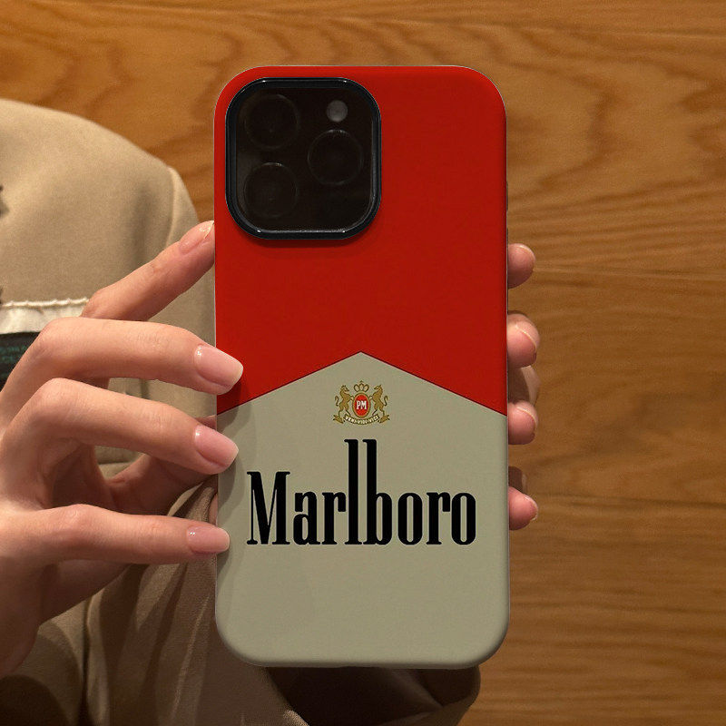 万宝路烟盒个性创意适用苹果iPhone16Promax手机保护壳15磨砂14二合一13全包12防摔17Pro新款Xsmax情侣保护套