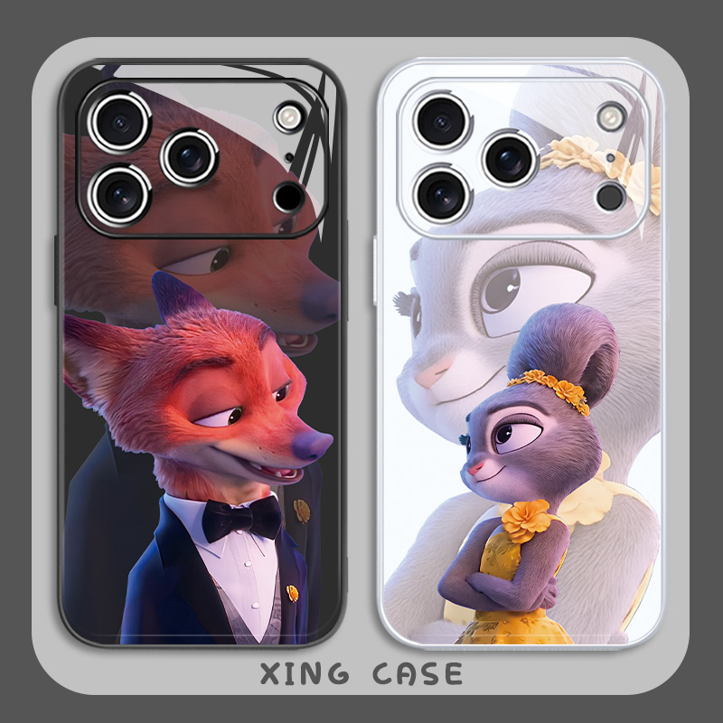 适用苹果17promax疯狂动物城2手机壳iPhone16情侣Air朱迪15plus卡通14尼克13mini玻璃12新款xr可爱11/xs/8/7