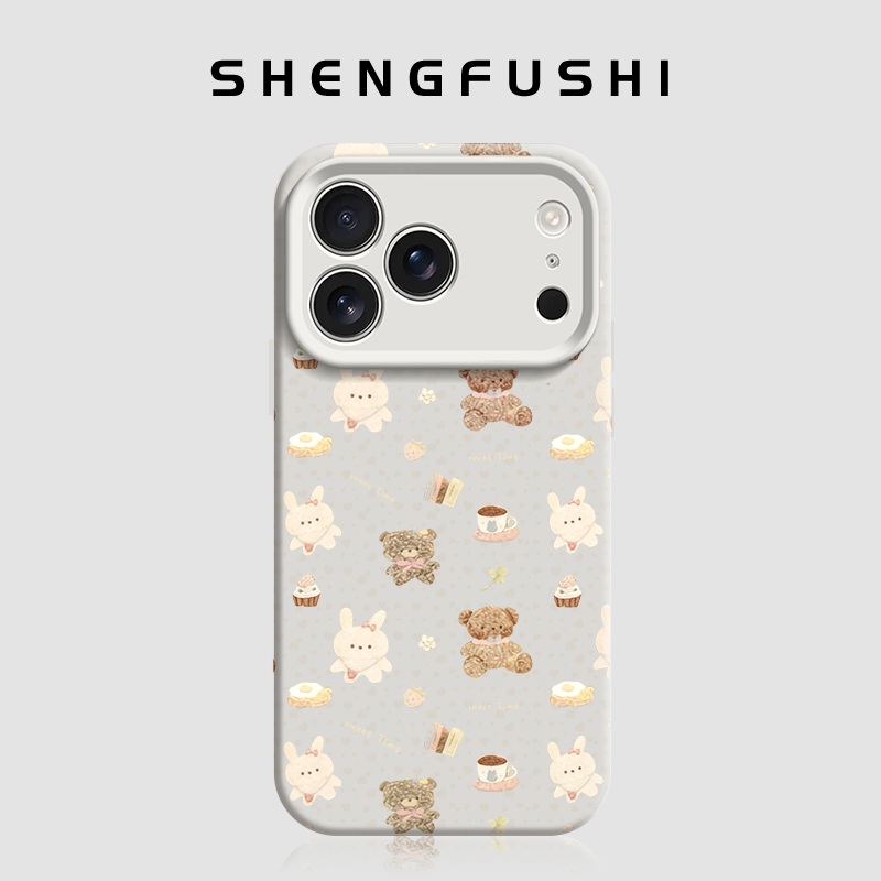 满屏小熊适用苹果17promax手机壳iphone17pro新款17pro网红16pro液态硅胶14卡通女15爆款13防摔12高级感J