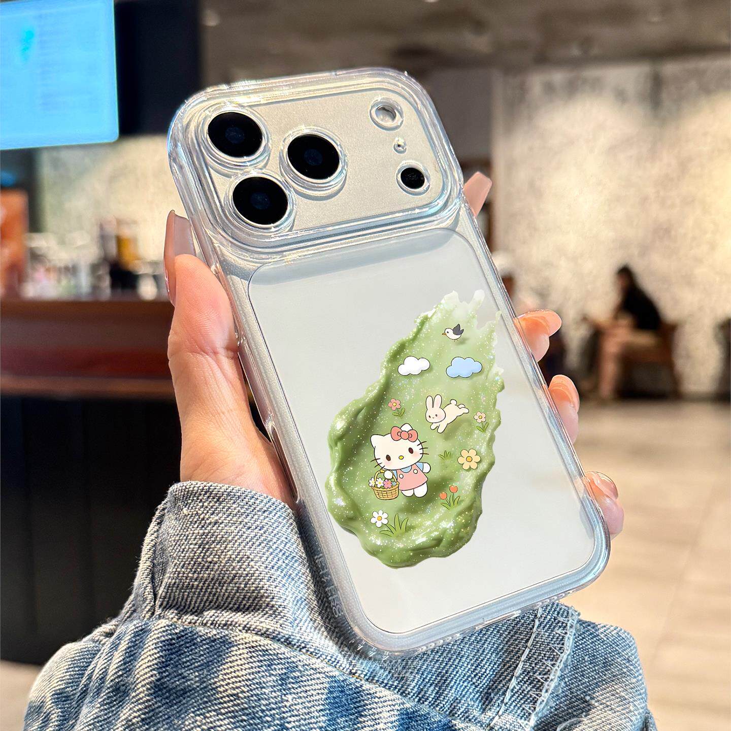 适用苹果17promax手机壳新款iPhone17绿色油画猫咪17pro全包16防摔15透明硅胶14高级感13小众12简约好看女款