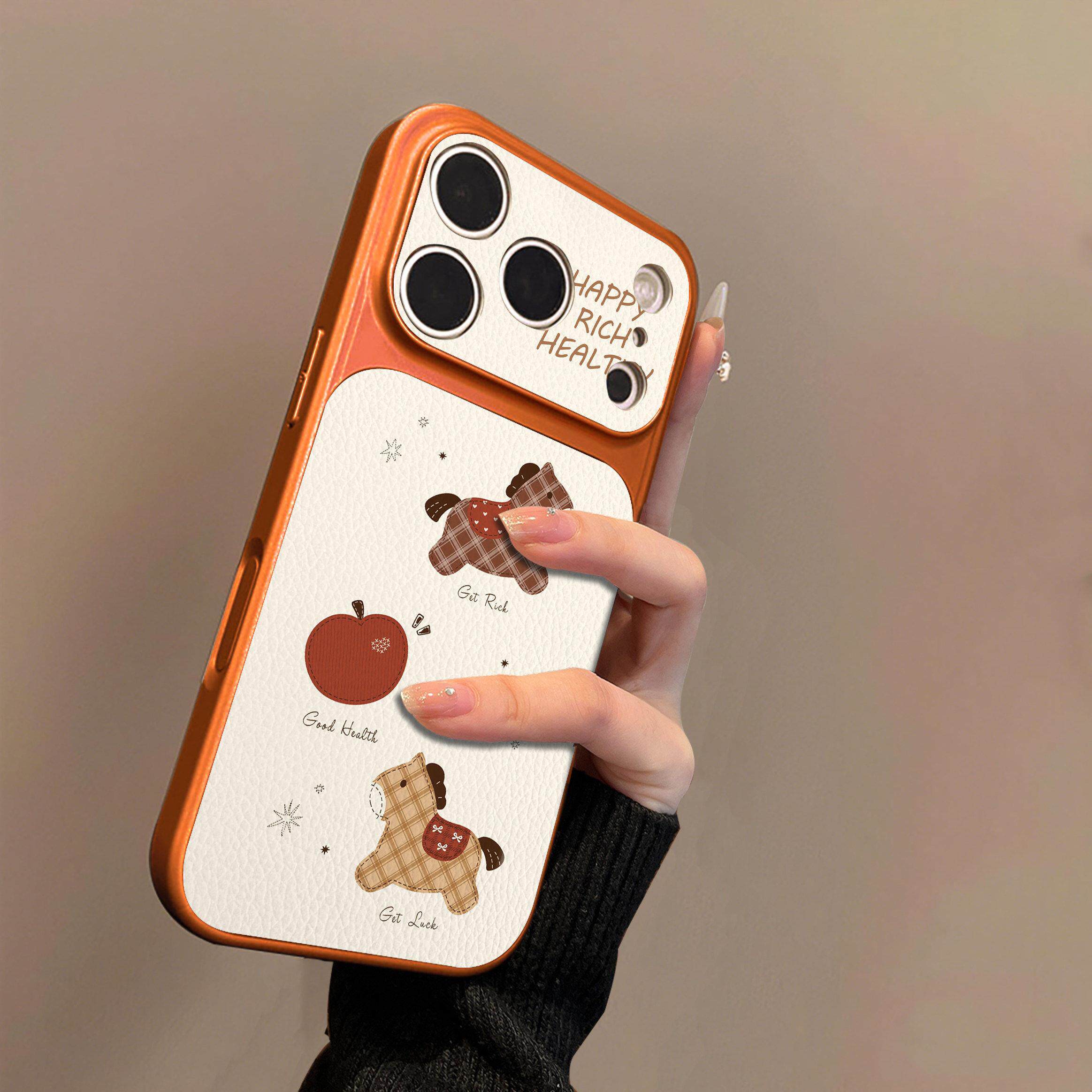 可爱小马适用苹果17promax手机壳新款iphone16pro高级感15超好看13卡通14plus小羊皮12小众11男女17air保护套