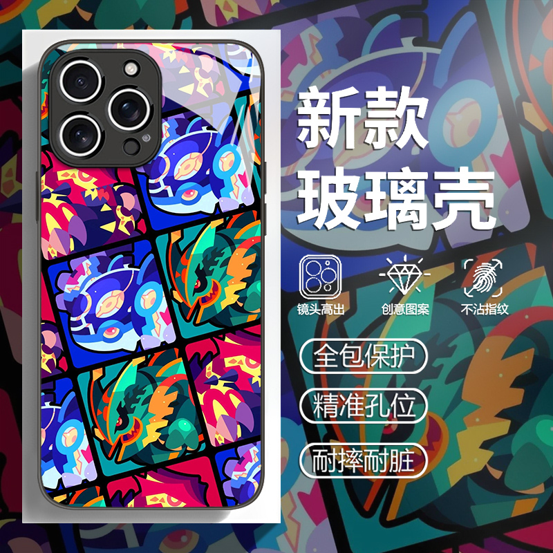 精灵宝可梦适用苹果17手机壳iphone16promax拼图15动漫14plus卡通13mini玻璃12新款11高级感x创意8男女xr套xs