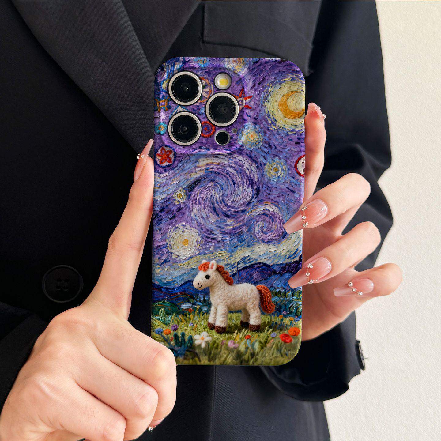 星夜绒马适用苹果iPhone17华为Pura80小米oppo红米vivo荣耀一加手机壳16Promax马年15春节14新年13女12男11潮