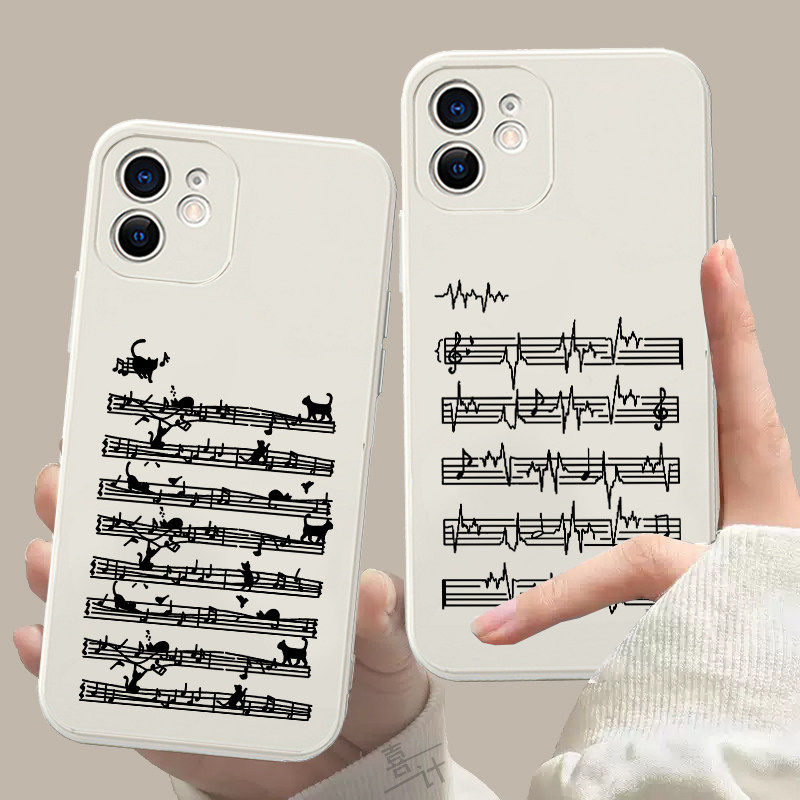 音符小猫手机壳苹果17pro小众OPPO周边荣耀500明星vivox300猫猫红米k90卡通16动漫xs简约华为Pura80音乐8适用