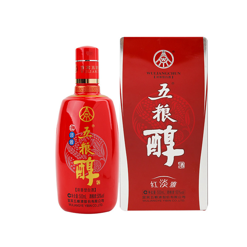 50度五粮液股份五粮醇红淡雅 500ml/瓶