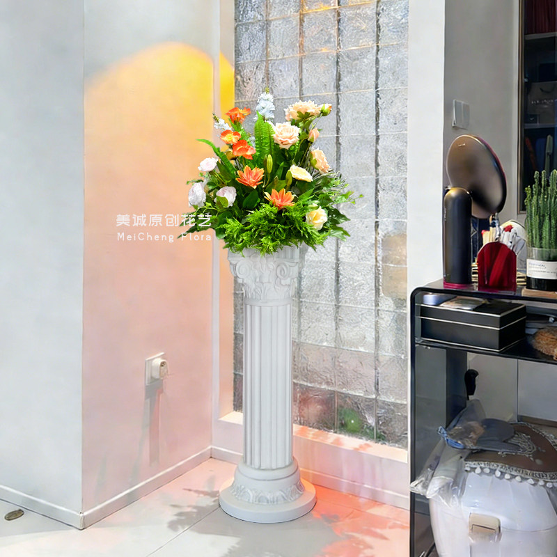 罗马花柱花盆花球立柱仿真花婚礼舞台T台路引橱窗装饰花艺摆件