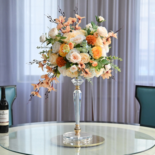 酒店宴会厅餐桌花摆花仿真花婚礼亚克力桌花KTV生日包厢布置台花