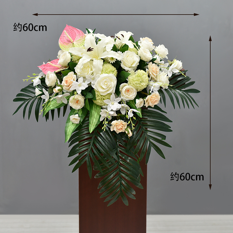 新款悬挂式演讲台花商务会议桌花摆花发言台花假花签到台仿真花i.