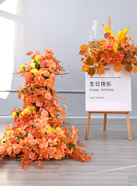 生日宴会布置瀑布桌花仿真花