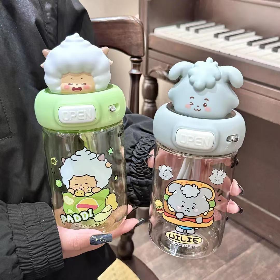 喜羊羊与灰太狼联名水杯女生新款2025高颜值礼物品tritan吸管杯子