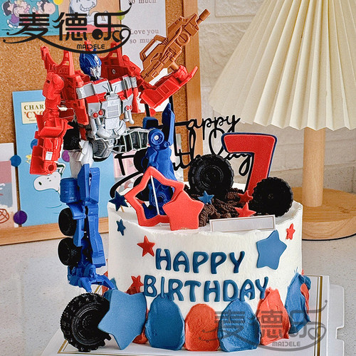 上海儿童男孩周岁变形金刚机器人大黄蜂擎天柱满月百日宴生日蛋糕