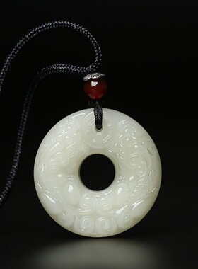 保真白玉元宝貔貅吊坠男女情侣平安扣玉石挂件招财玉佩玉牌项链