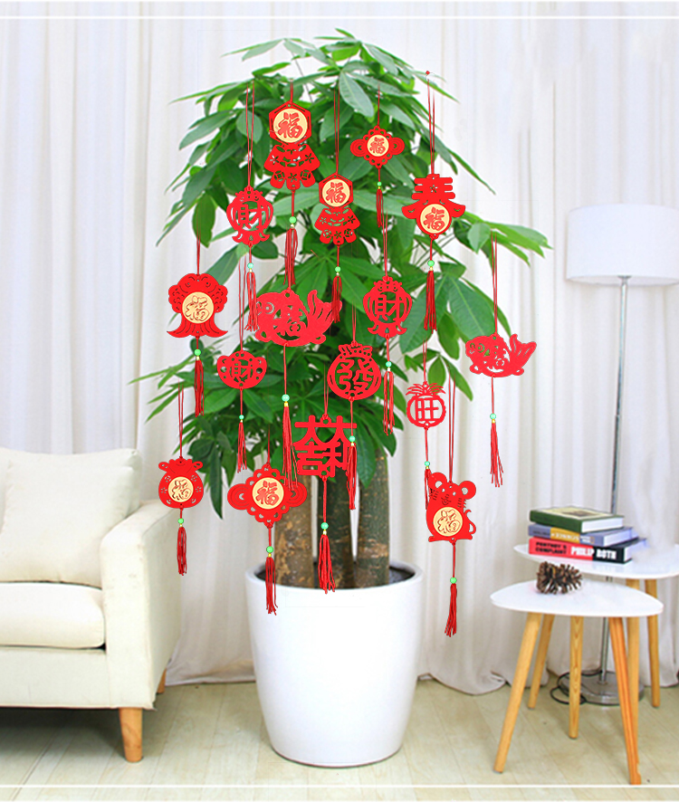 灯笼红色春节植绒挂件