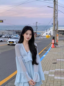 卡拉尔贝齐连衣裙女夏季2024新款高级感气质收腰显瘦仙女长袖裙子