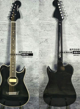 定制款beyond黄家驹同款早期 Santa Rosa 黑色电箱薄体实木吉他