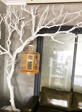 白色仿真树树杈枯树枝商场装饰树干天然实木树枝条室内许愿枯树