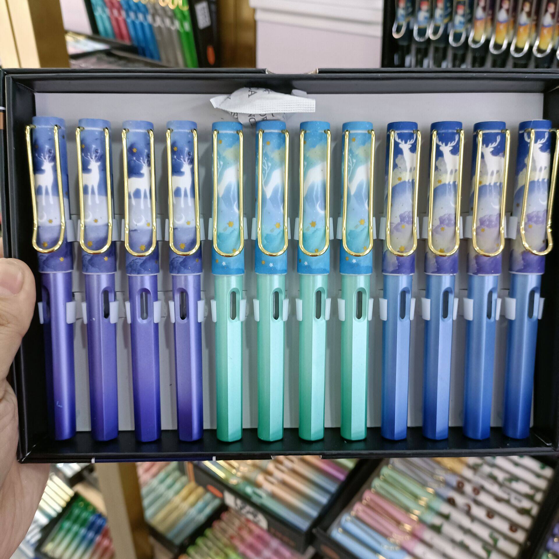 汉诺12支装卡通正姿大尖小学生练字钢笔可换墨囊奖品文具礼物笔批