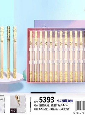 罗氏5393如意金箍棒暗尖学生练字钢笔吸墨换囊两用奖品12支文具店