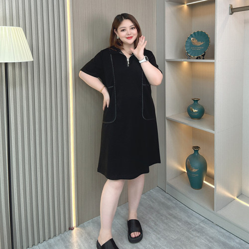 大码女装夏季新款遮肚显瘦连衣裙