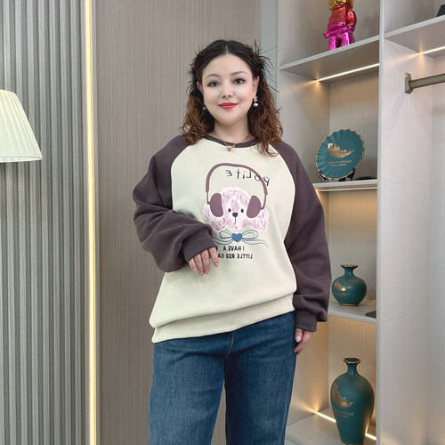 大码宽松卫衣冬季加绒保暖奥粒绒