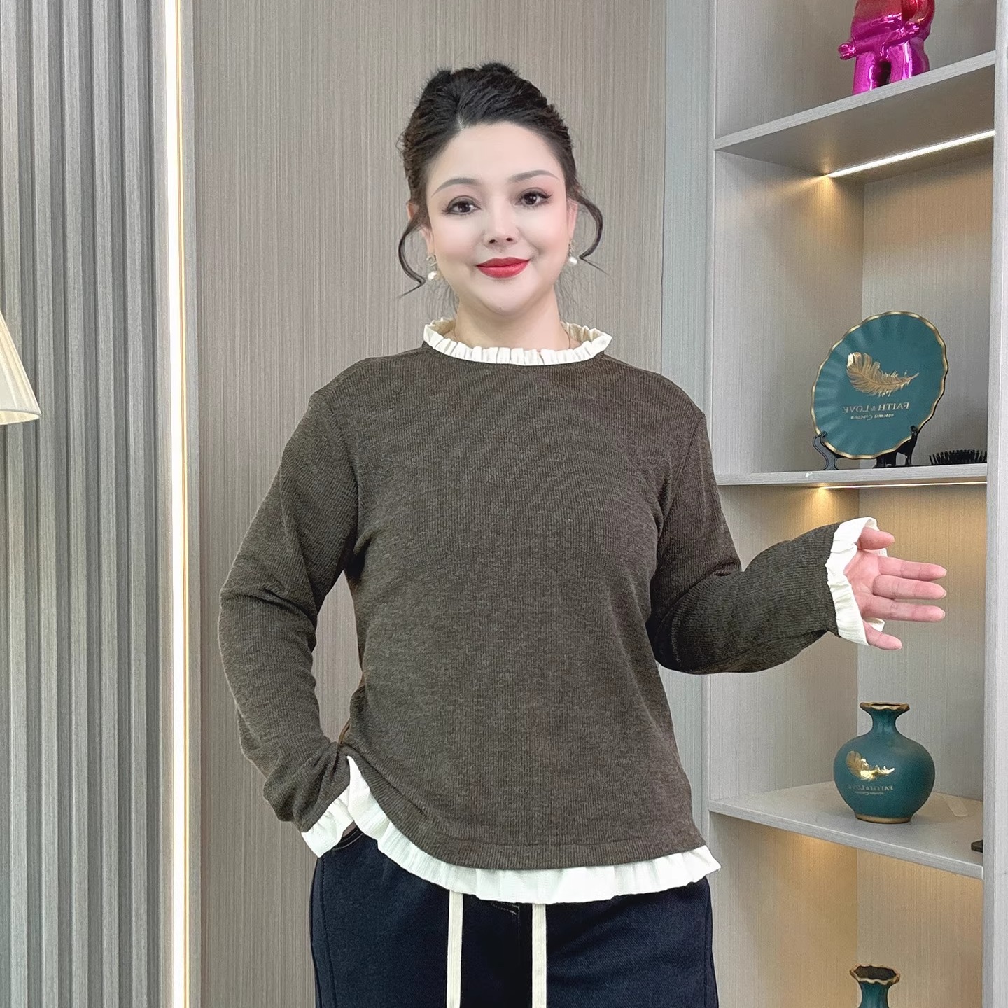 假两件长袖T恤秋冬季大码打底衫