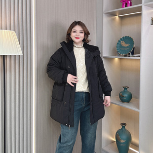 胖mm宽松显瘦时尚 大码 保暖棉衣潮 羽绒棉服加厚外套女2024新款 冬装