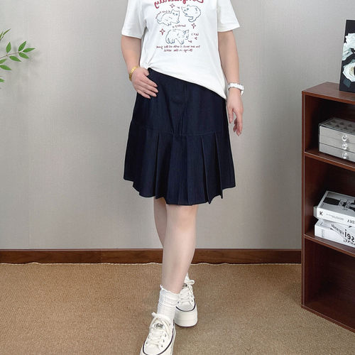 大码百褶半身裙女休闲短裙A字裙