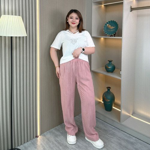 大码女装夏季薄款冰丝窄版阔腿裤