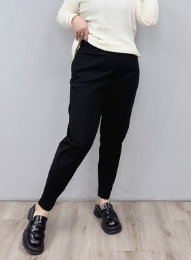 大码裤子女哈伦裤2026春装新款胖mm宽松显瘦松紧高腰黑色休闲长裤
