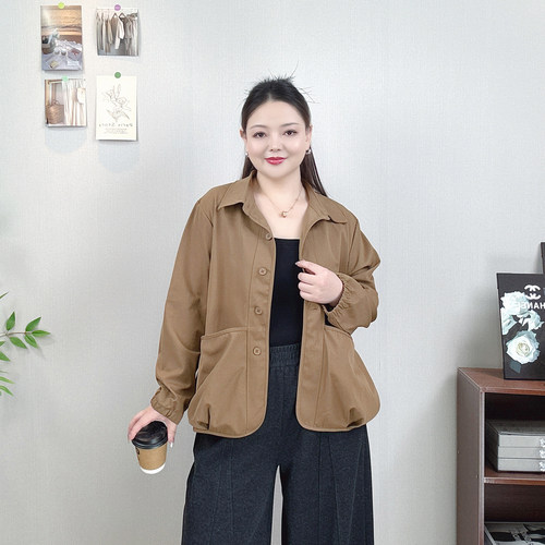 大码长袖衬衫外套女百搭休闲上衣