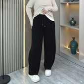 弯刀裤 大码 秋冬卫裤 松紧高腰显瘦直筒长裤 女装 加绒加厚休闲阔腿裤