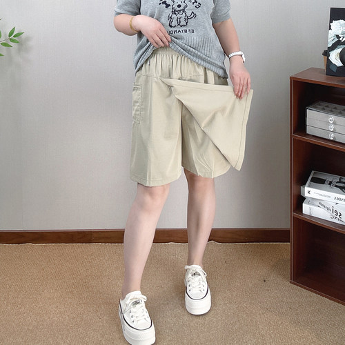 休闲裤裙女大码五分裤阔腿短裤子