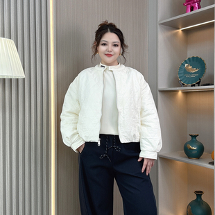 休闲棉服上衣 胖mm巨好看显瘦短款 菱格夹棉加厚外套女秋冬新款 大码