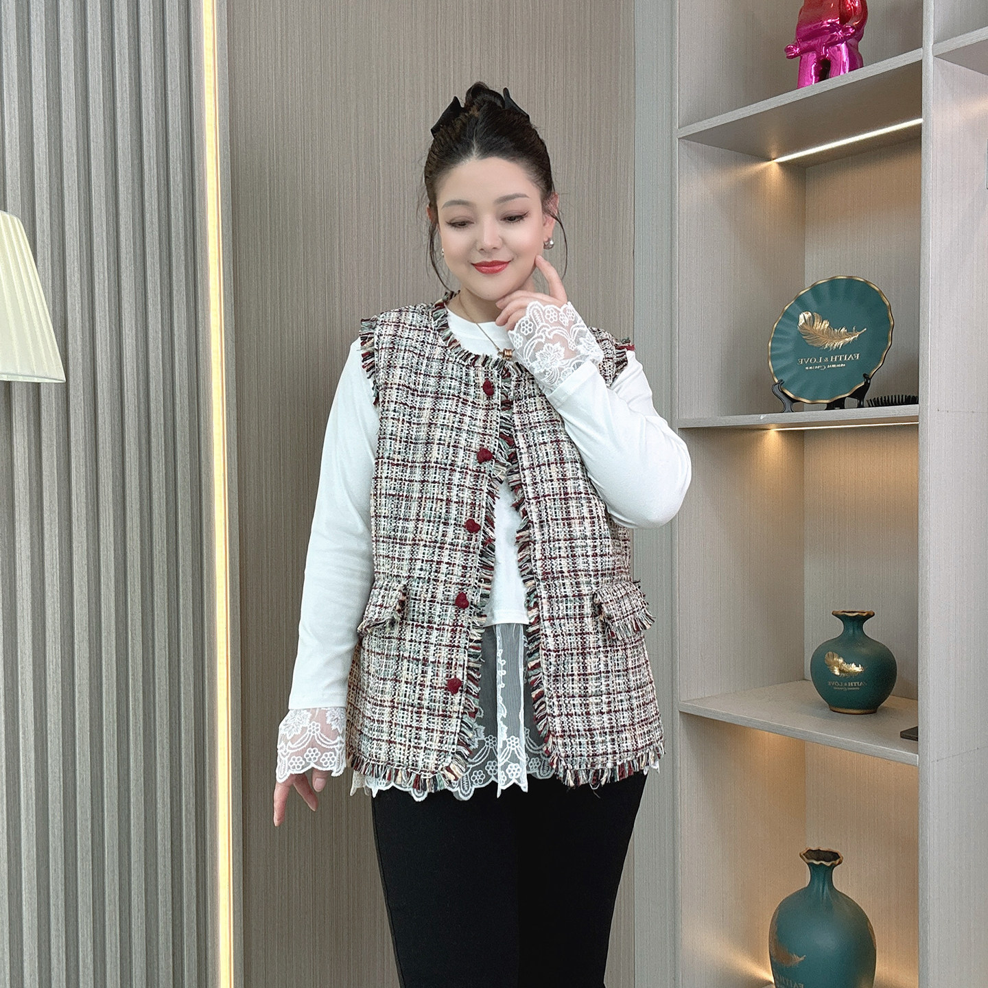 大码女装胖mm2026春季新款复古小香风流苏毛边粗花呢宽松圆领马甲,女装/女士精品,大码内搭,淘宝优惠券,粉丝福利购,淘宝优惠卷