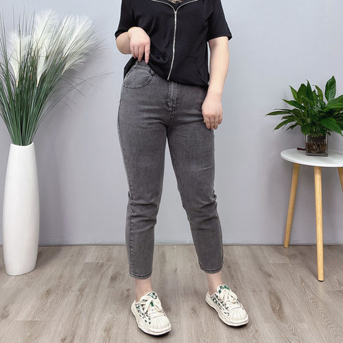显瘦弹力遮跨哈伦九分牛仔裤子女