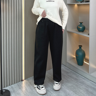 子胖mm200斤松紧高腰宽松显瘦直筒哈伦裤 大码 加绒休闲裤 冬季 女装