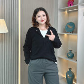 百搭简约宽松打底衫 大码 胖mm时尚 t恤女春秋装 上衣 早秋假两件长袖