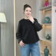 大码 上衣 小众独特别致洋气百搭圆领法式 胖mm长袖 T恤女士春秋新款