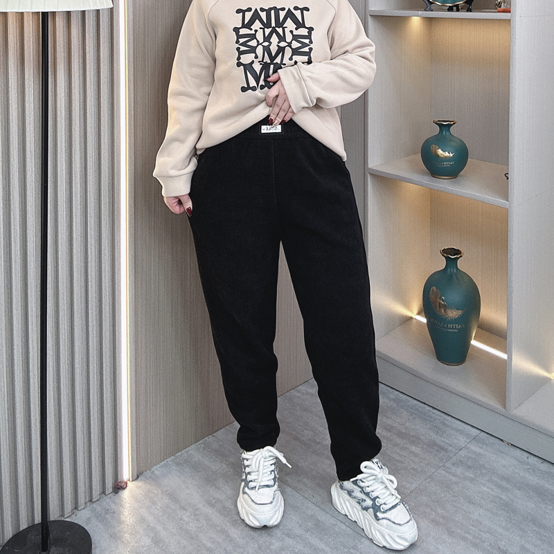 秋冬大码胖mm加绒休闲哈伦裤子女