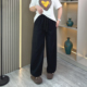 胖mm高腰阔腿工装 宽松显瘦休闲九分哈伦裤 直筒裤 新品 子 女春季 大码