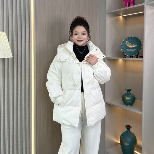 特大码300斤胖mm中长款羽绒服女
