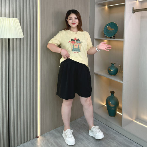 冰丝阔腿五分裤女夏季薄款大码