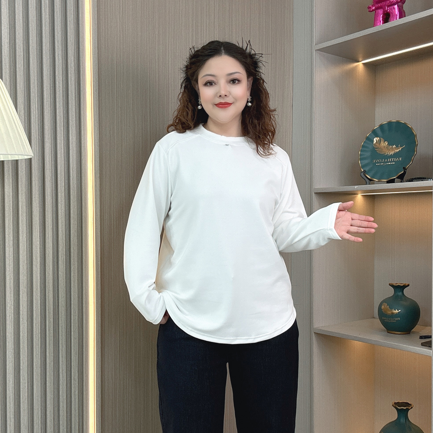 秋冬加厚双面绒长袖打底衫上衣女