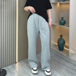 松紧高腰窄版 春秋新款 宽松阔腿裤 显瘦抽绳休闲裤 大码 直筒卫裤 女装