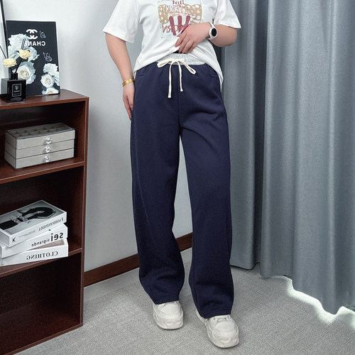 美式撞色弯刀休闲裤子女运动卫裤