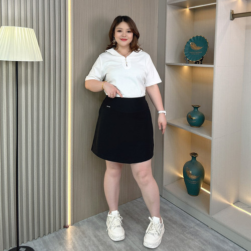 大码女装胖mm设计感时尚裙裤女夏季不规则a字半裙高腰显瘦阔腿裤